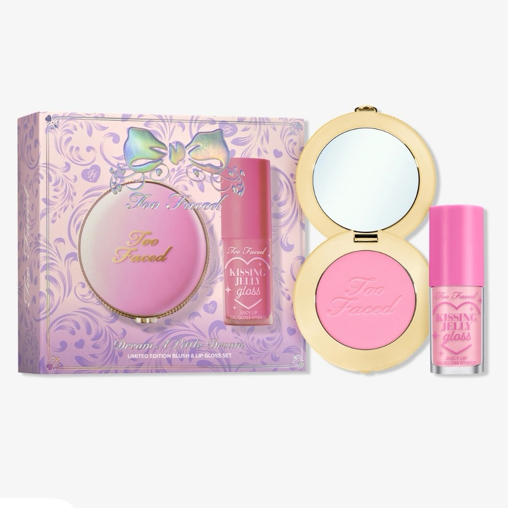 TOO FACED DREAM A LITTLE DREAM BLUSH & LIP GLOSS SET - NEW